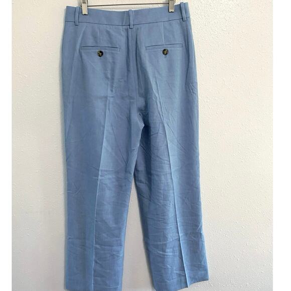 Reiss June Pleated Front Wide Leg Pants Blue Size 8 - Picture 2 of 11